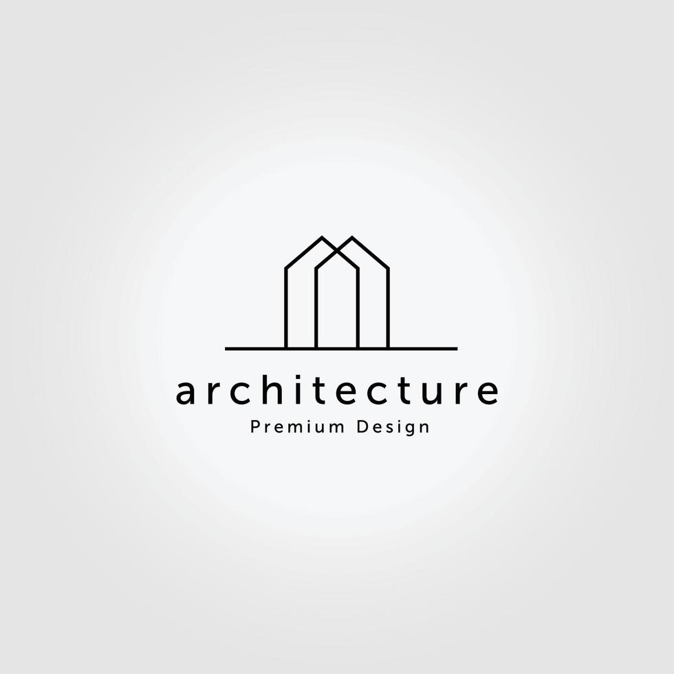 Modern Architecture Logo Line Art Minimalist Simple Design Illustration Vector