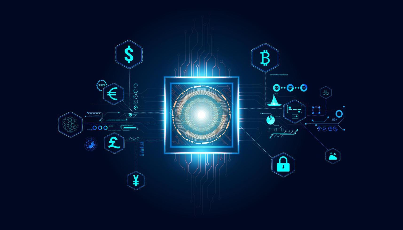 Abstract Digital finance in the online world consists of various kinds of currencies. And doing business in the online system vector