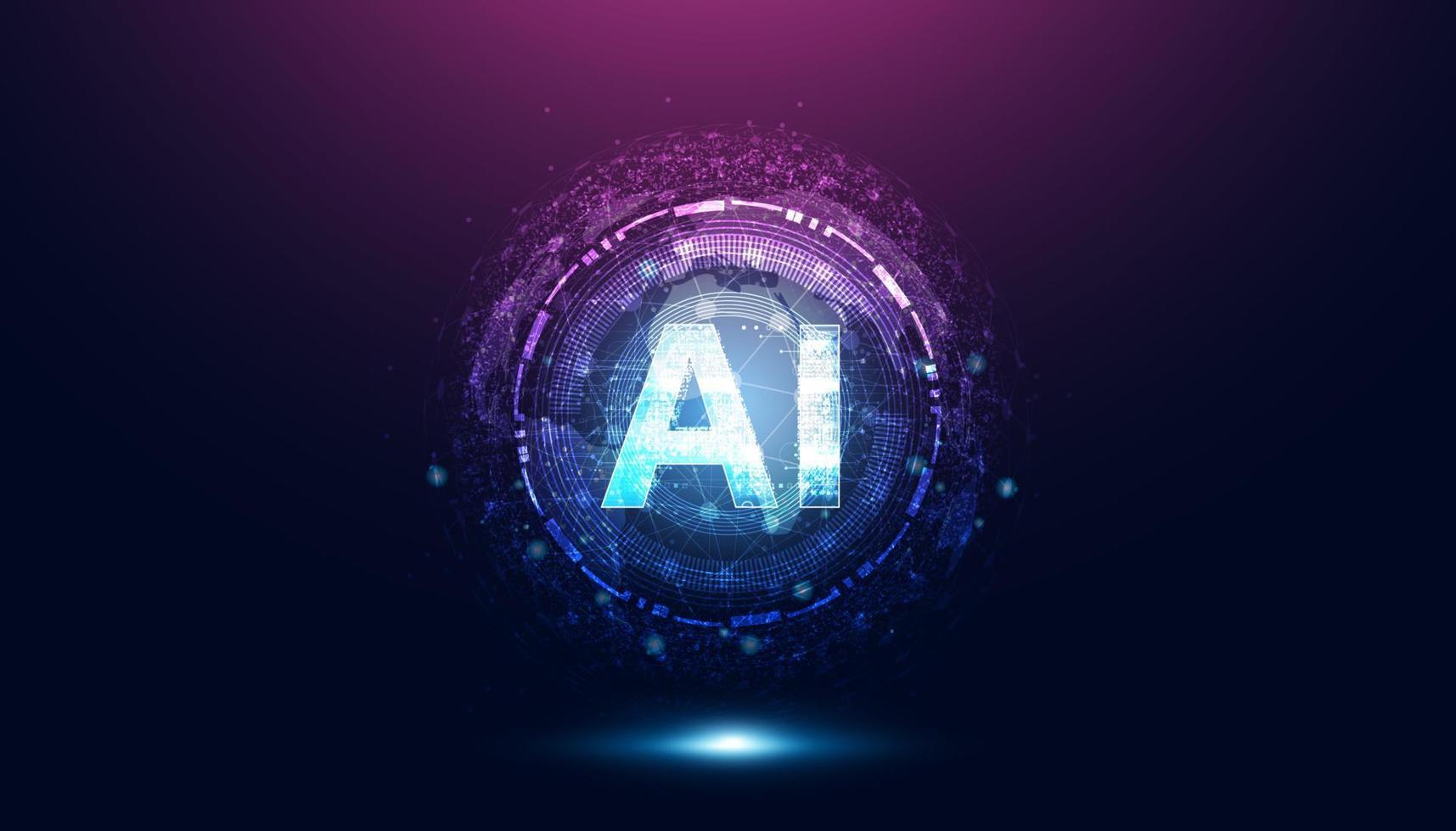 Abstract Artificial Intelligence on Atomic and Technology Background with Computer Systems Circuit Boards. vector
