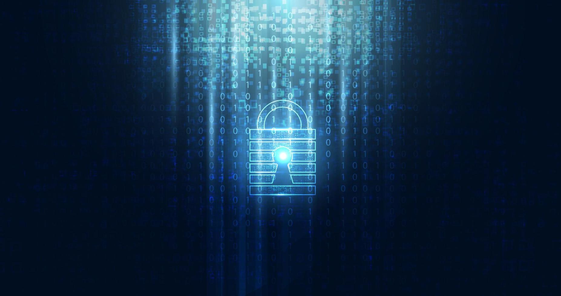 Abstract Cyber security with padlock blue binary technology Future cyber background. vector