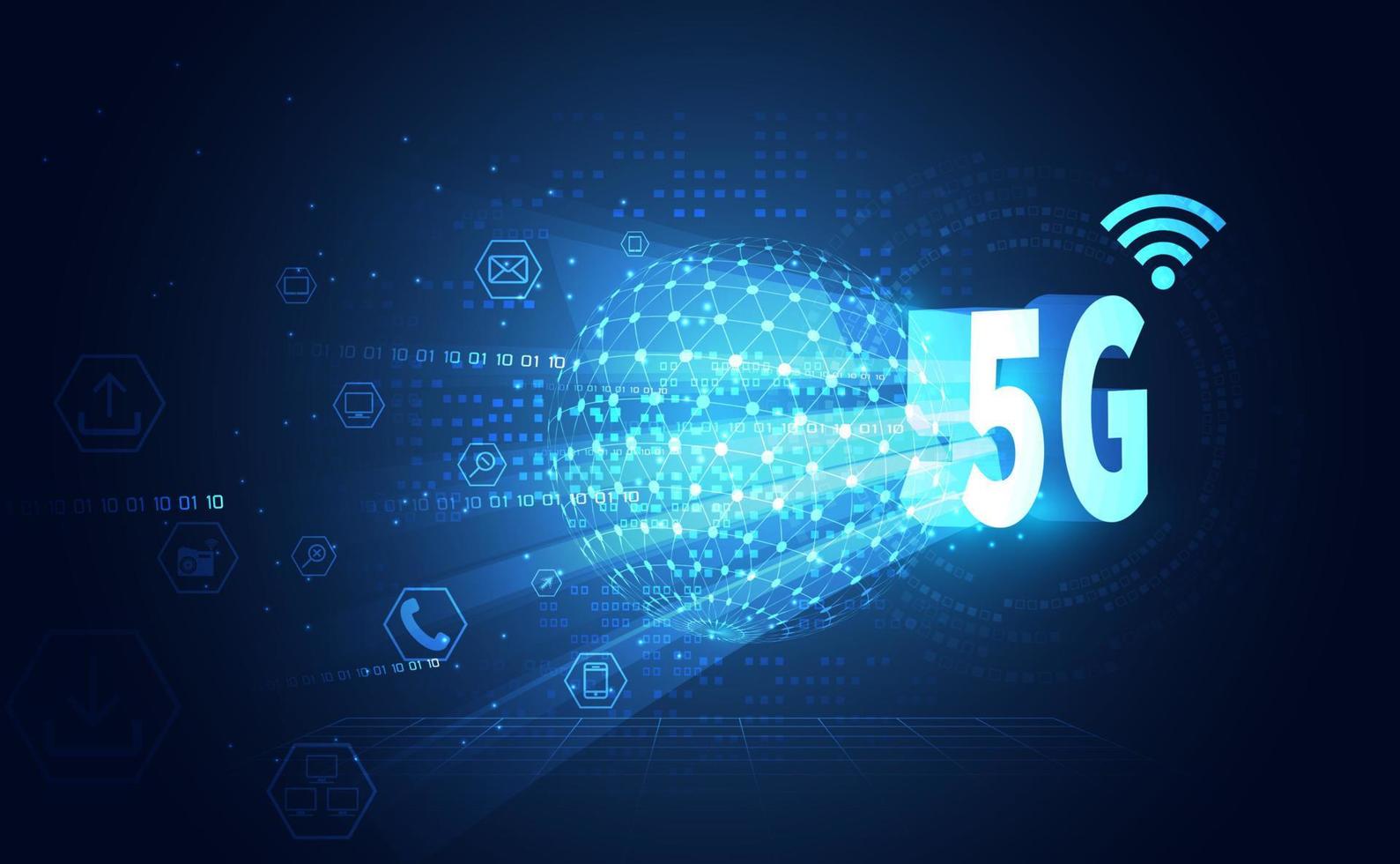 5G wireless internet technology Concept background wifi communication connection and icon business with global network high speed innovation connection vector illustration.