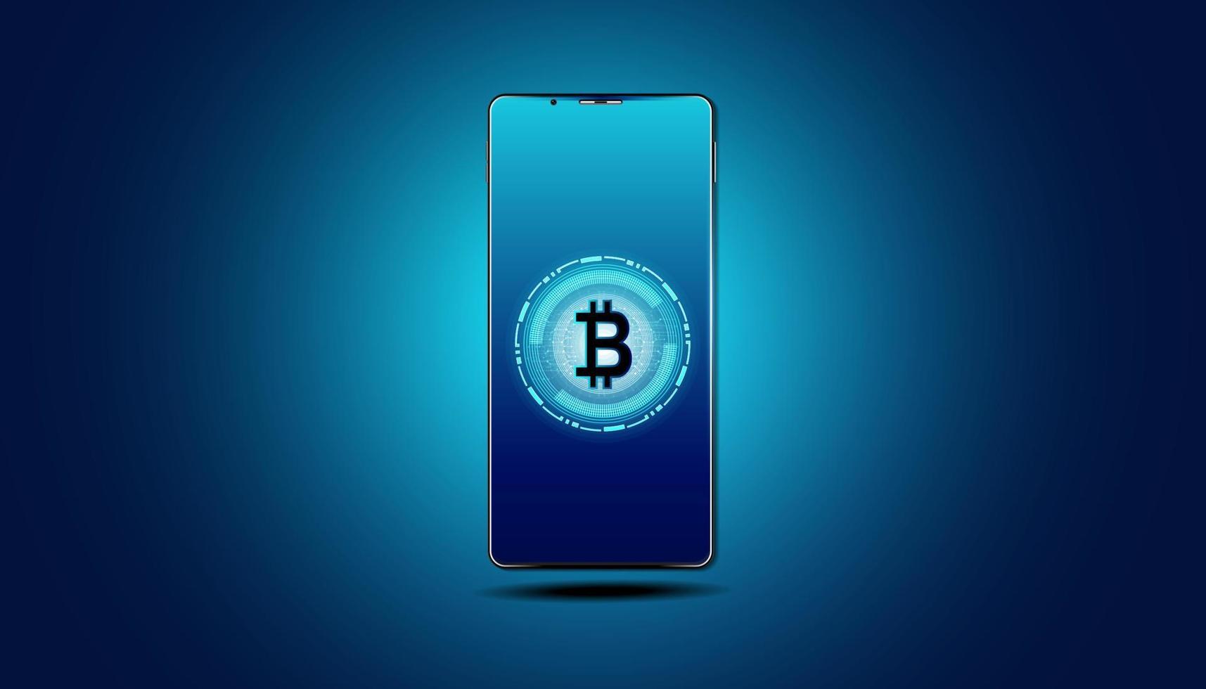 Abstract A phone with bitcoins in the phone is the concept of accessing Bitcoin Financial technology use vector