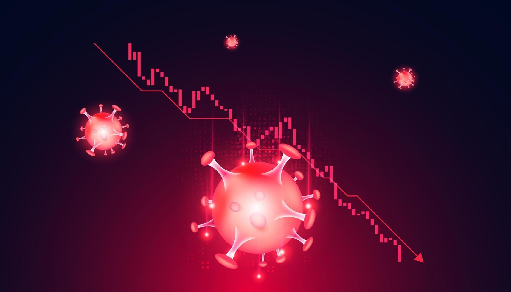 Resumen del nuevo concepto de brote de virus coronavirus omicron sars-cov-2 que hace que la economía y las acciones caigan en segundo plano vector