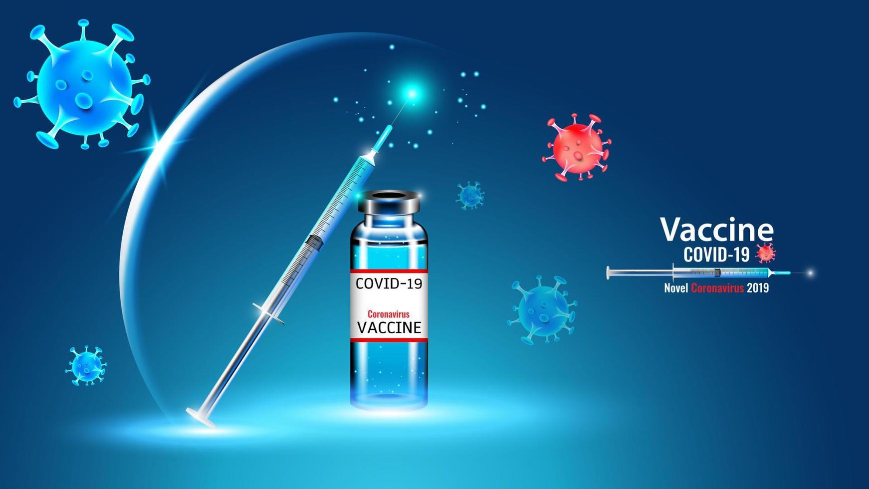 Abstract vaccine against COVID and syringes for the treatment of 2019 coronavirus infection vector background.