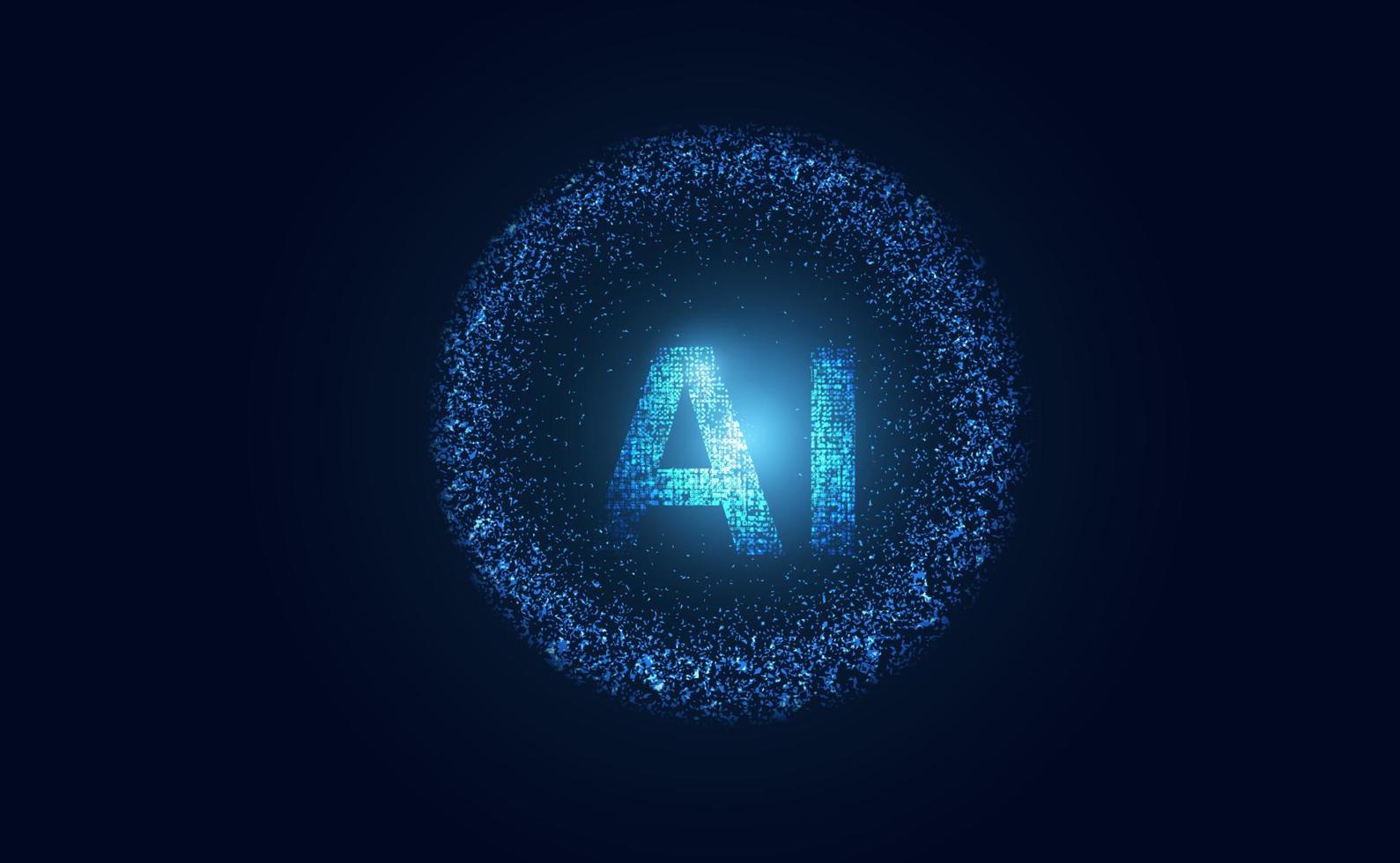 Abstract technology Ai computing concept working data of Artificial intelligence and futuristic digital for future on dark blue background. vector