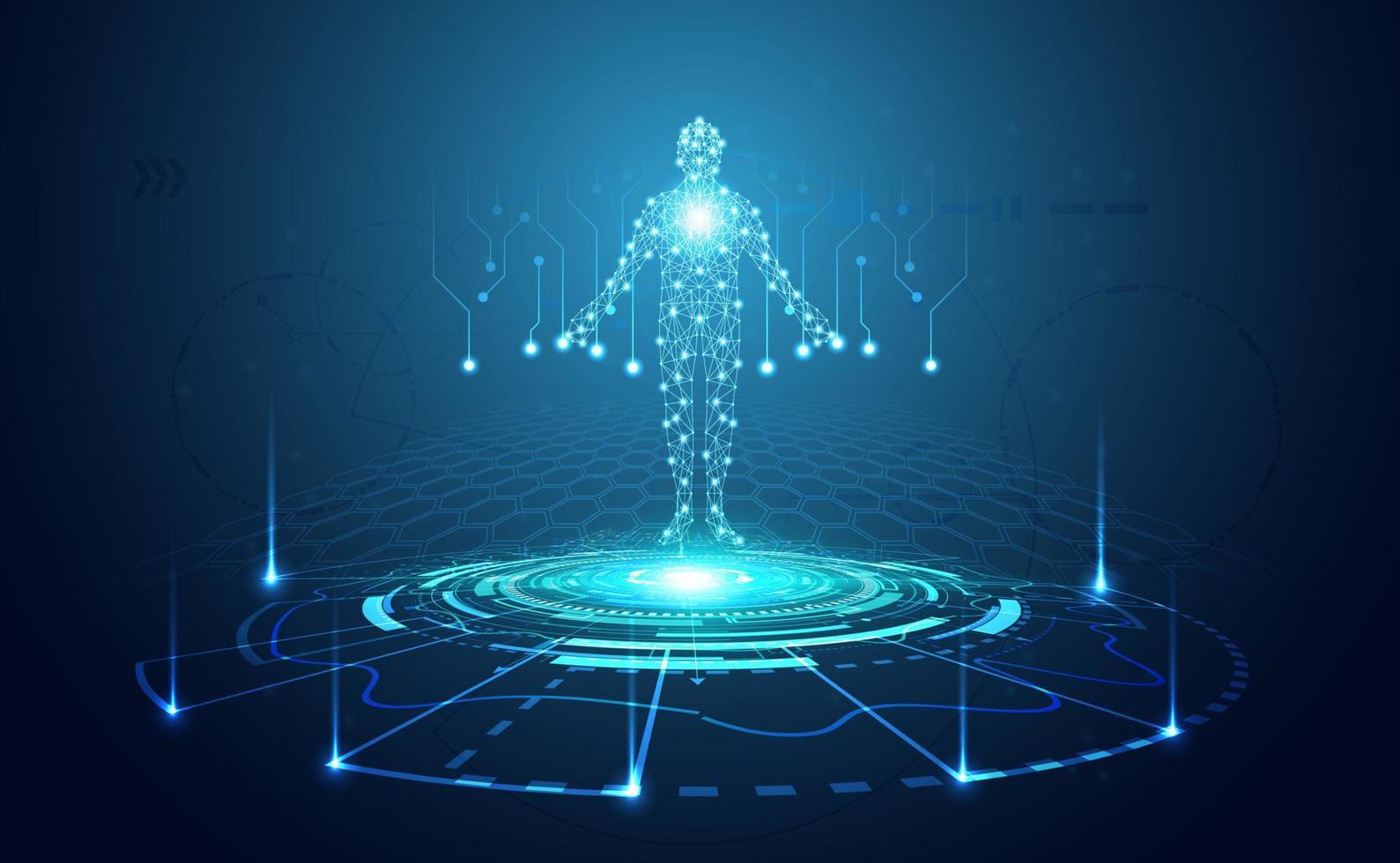 tecnología abstracta concepto futurista del cuerpo humano digital ai digital diseño futuro sobre fondo de alta tecnología. vector