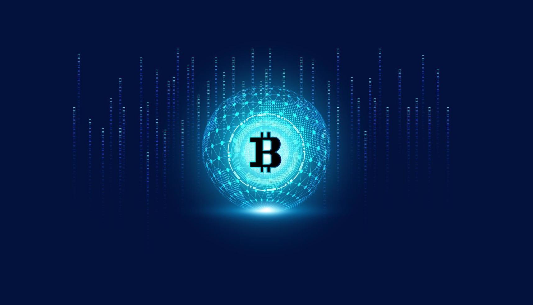 Abstract Bitcoin Cryptocurrency consists of the Bitcoin symbol on the world, the concept of the use of cryptocurrencies in the future world. vector