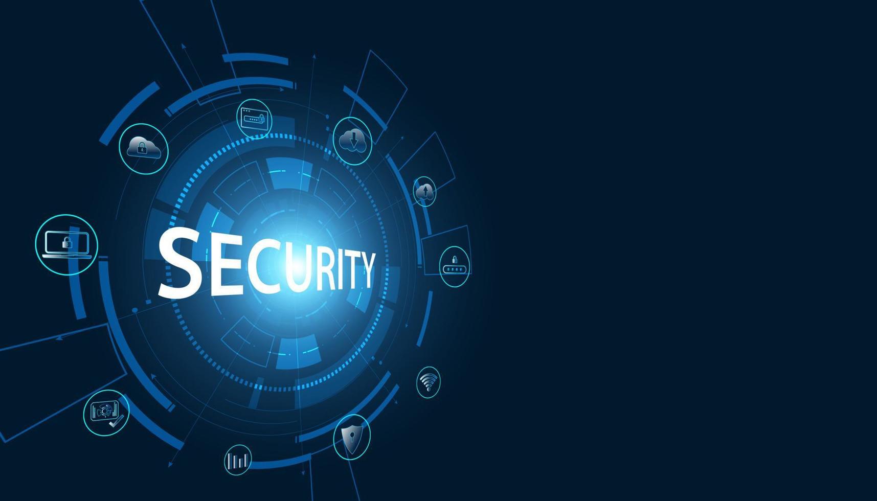 Abstract Cyber Security Concept Protect network, device, program and data from attacks, Network security, Application, Data security, Cloud. vector