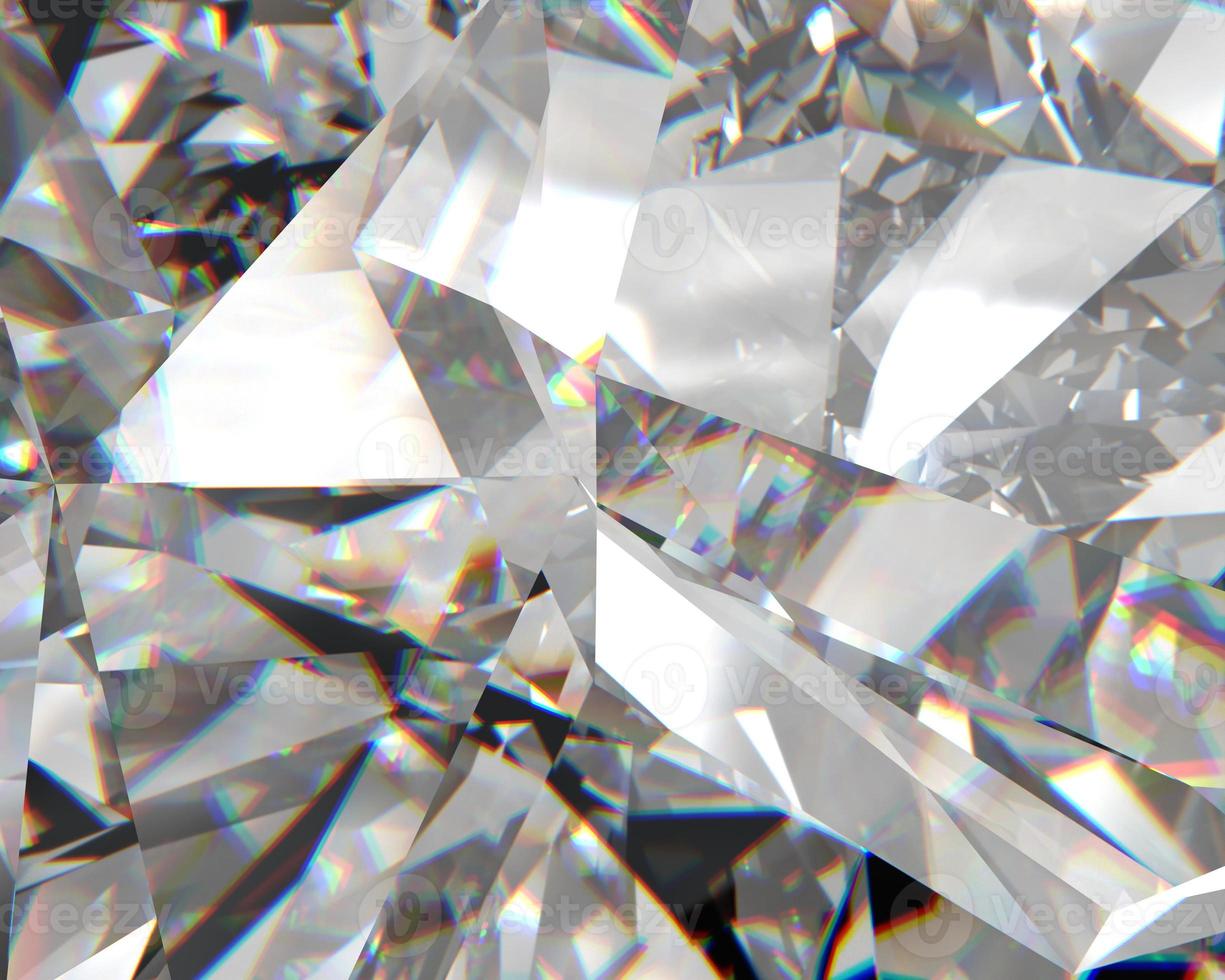 Realistic diamond crystal with caustic close up texture background 3D rendering photo