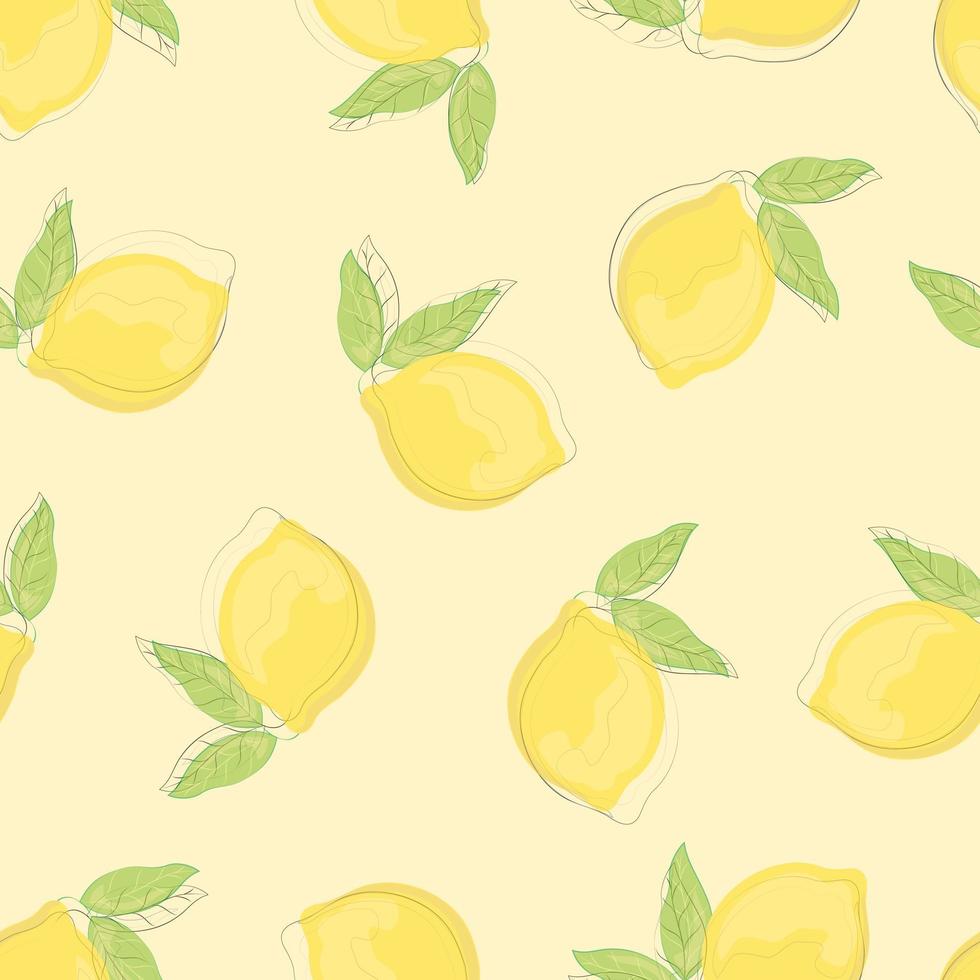 Seamless pattern with hand drawn lemons. vector