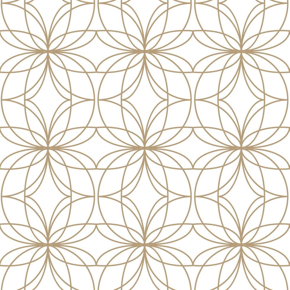 Modern vector seamless illustration. Linear gold pattern on a white background. Ornamental pattern for leaflets, printing, wallpaper, backgrounds