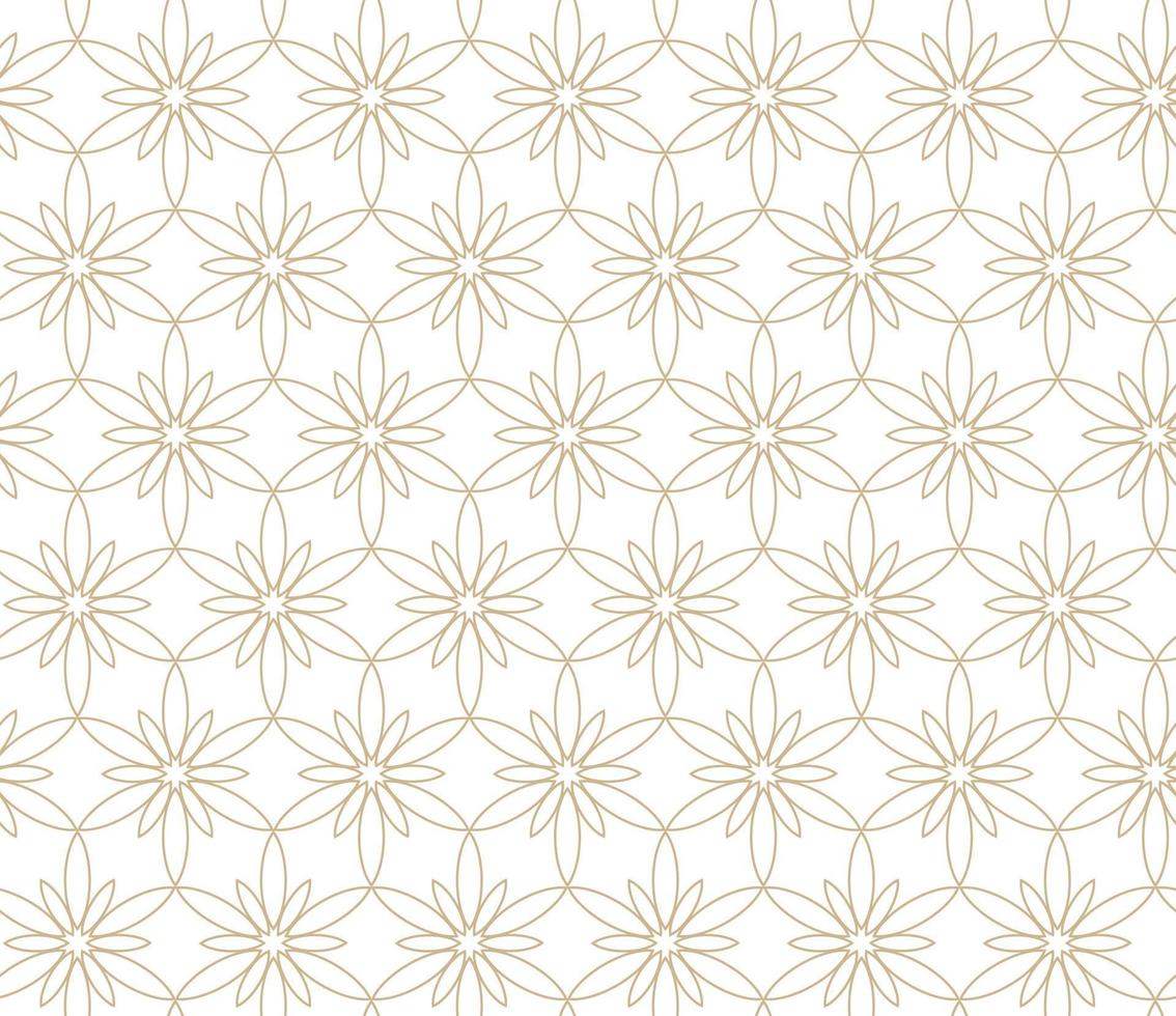 Modern vector seamless illustration. Linear gold pattern on a white background. Ornamental pattern for leaflets, printing, wallpaper, backgrounds
