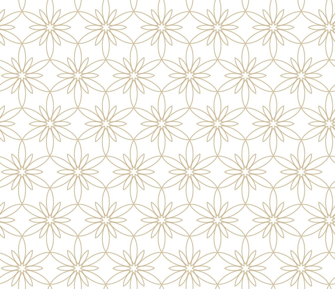 Modern vector seamless illustration. Linear gold pattern on a white background. Ornamental pattern for leaflets, printing, wallpaper, backgrounds