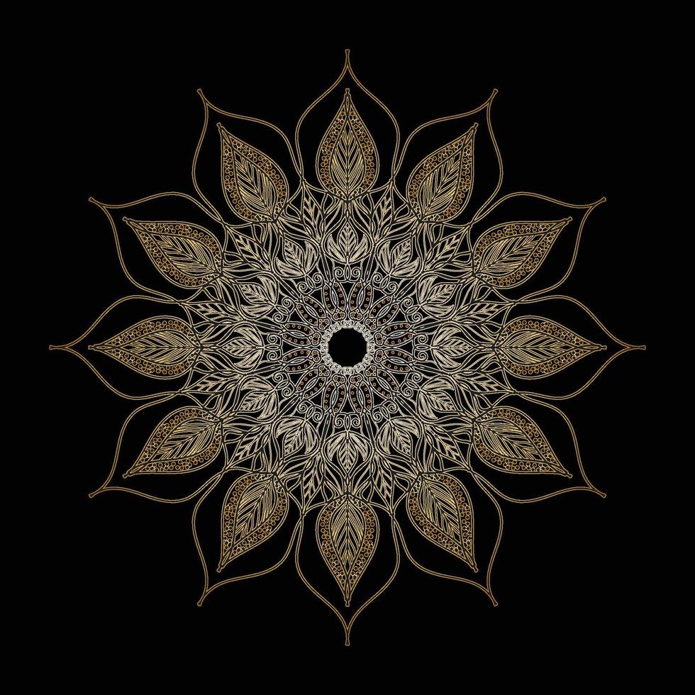 Circular pattern in form of mandala with gold vector