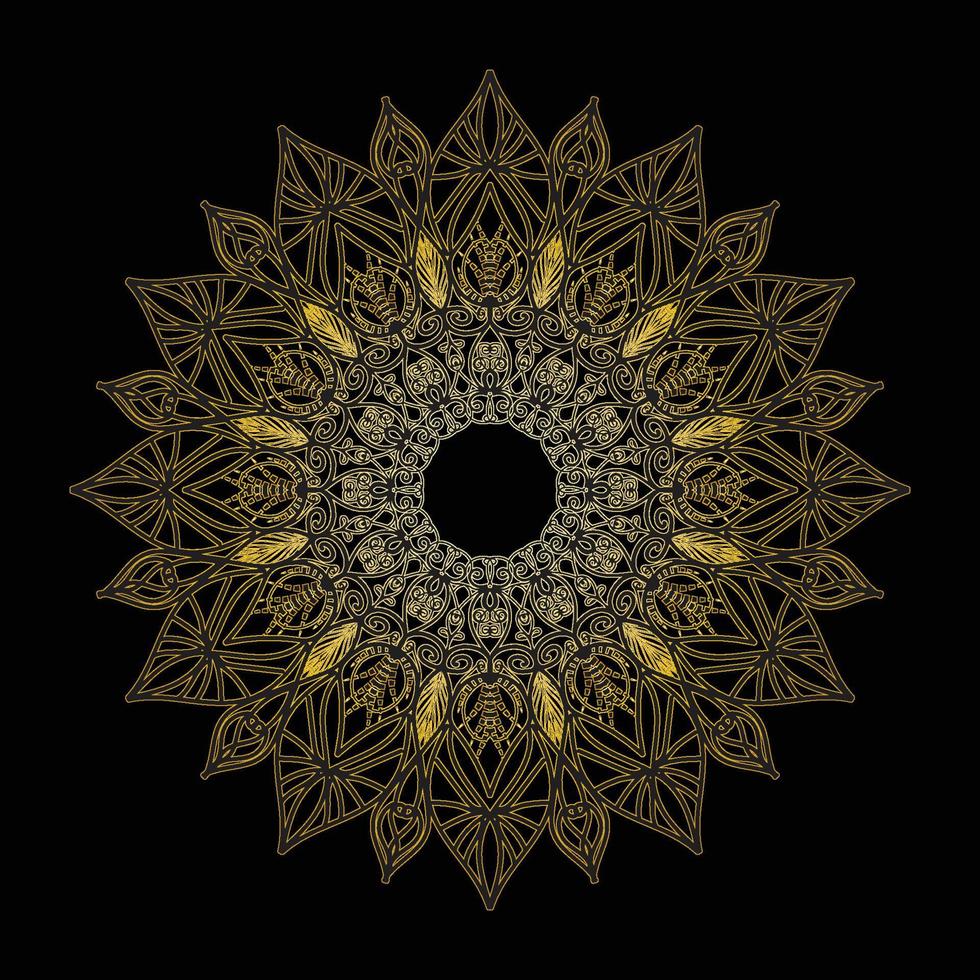 Black and Gold Mandala flower vector