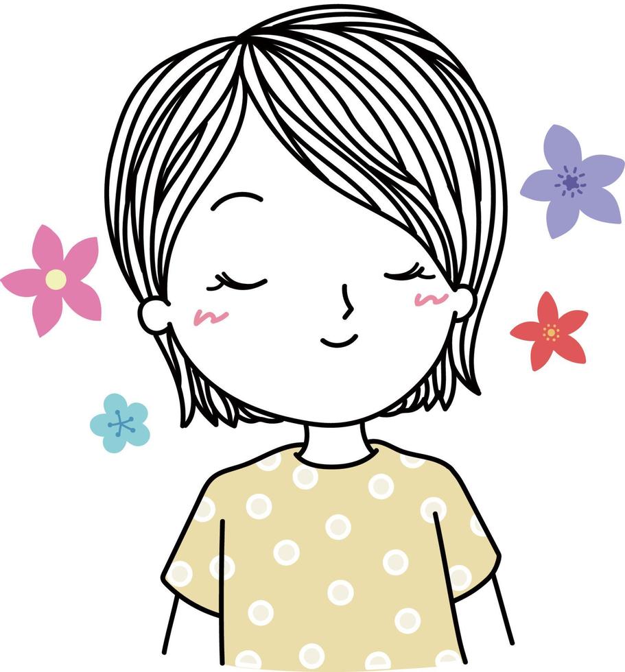 Happy girl with closed eyes vector