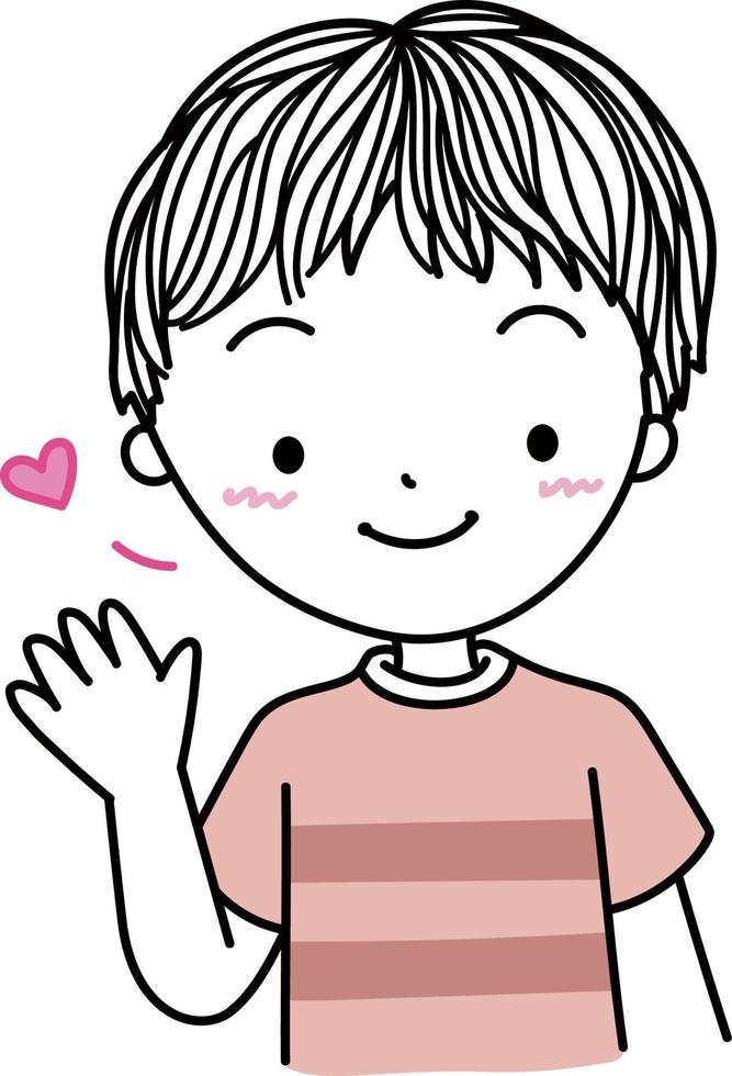 Boy raising his hand and waving vector