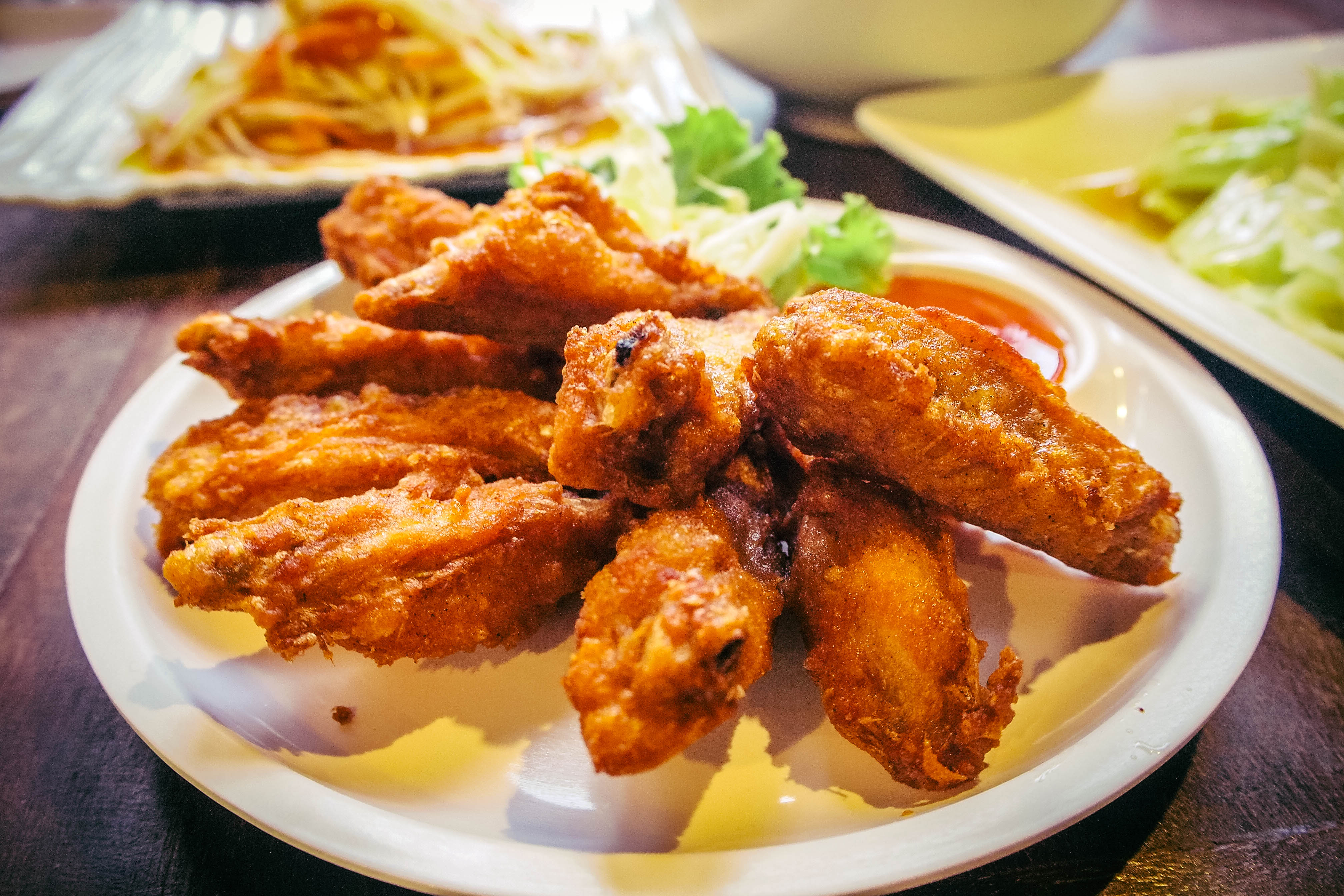 Fried Chicken Wings Stock Photos Images And Backgrounds For Free Download Thai Food Fried Chicken Wings Dish With Salad And Sweet Dip Sauce Free Photo