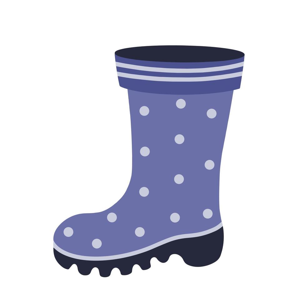 icono de vector de bota de goma. ilustración dibujada a mano aislada sobre fondo blanco. zapatos impermeables para trabajos de jardinería, granja, clima lluvioso. accesorio plano de dibujos animados de lunares, muy peri. lindo concepto de temporada