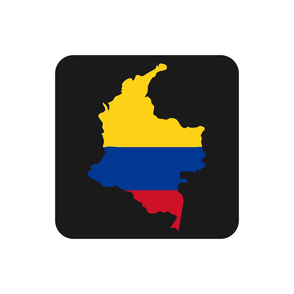 Colombia mapa silueta con bandera sobre fondo negro vector