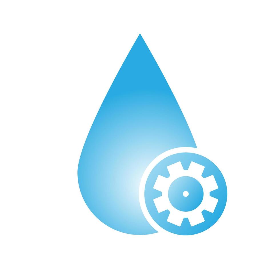 Gear wheel in water drop, eco concept. vector