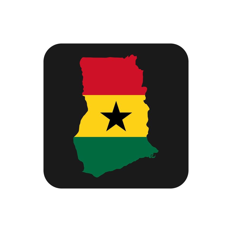 Ghana mapa silueta con bandera sobre fondo negro vector