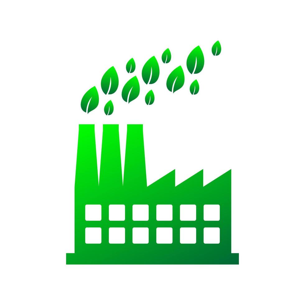 icono de fábrica ecológica. signo de vector de fábrica de ecología verde.