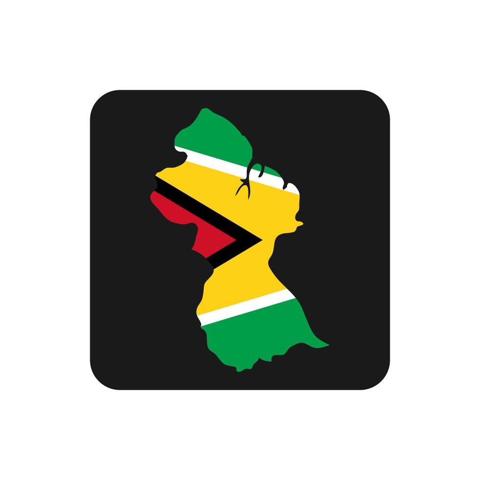 Guyana map silhouette with flag on black background vector