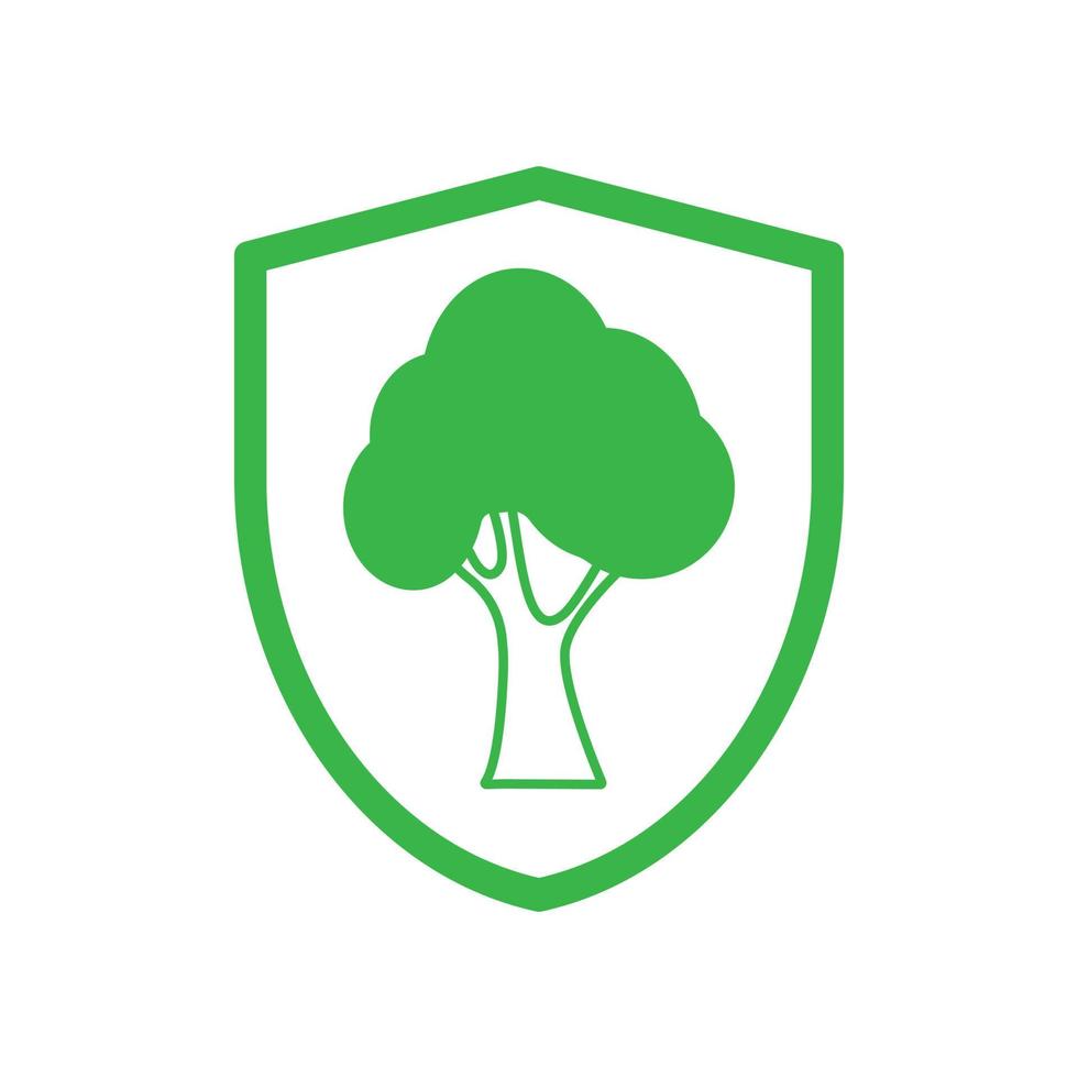 mundo ecológico, árbol con escudo. vector