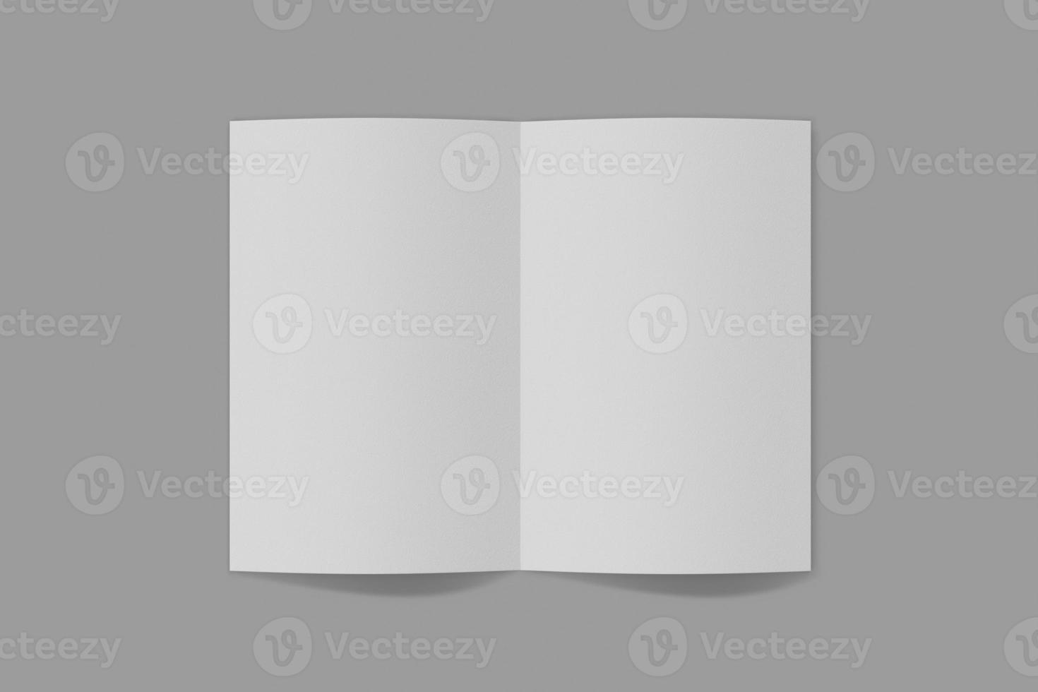 Mockup vertical booklet, brochure, invitation isolated on a grey background with soft cover and realistic shadow. 3D rendering. photo