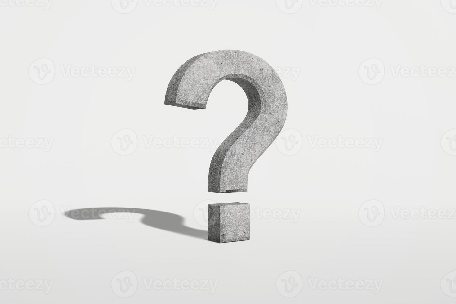 Question mark on a white background. 3d rendering. photo