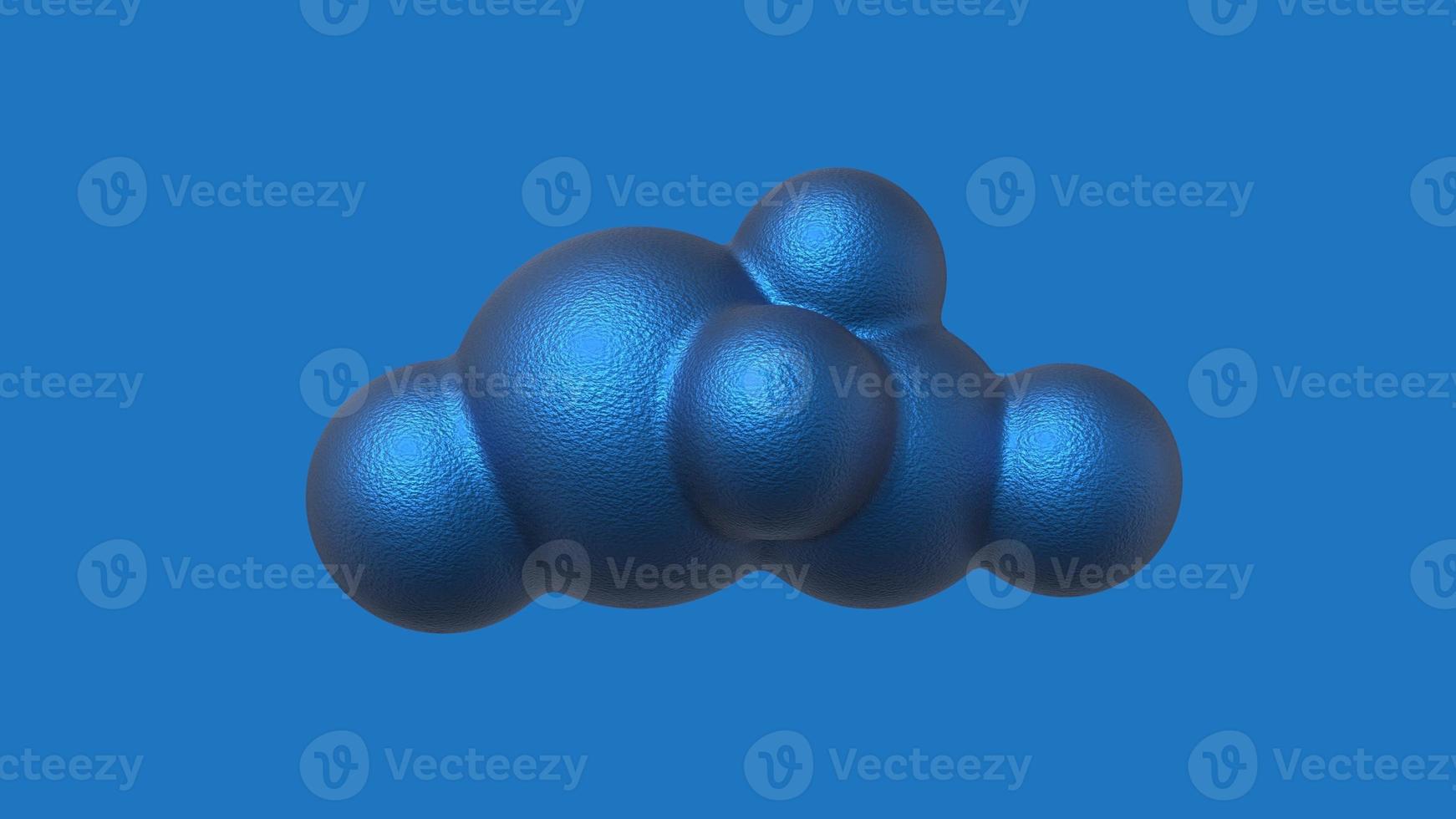 Cloud cartoon style shiny metal. Stylish minimal abstract horizontal scene, place for text. Trendy classic blue color. 3D rendering photo