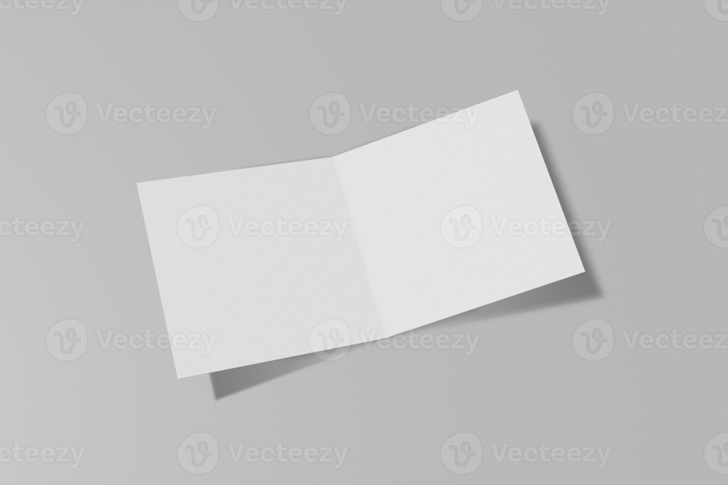 Mockup square booklet, brochure, invitation isolated on a grey background with hard cover and realistic shadow. 3D rendering. photo
