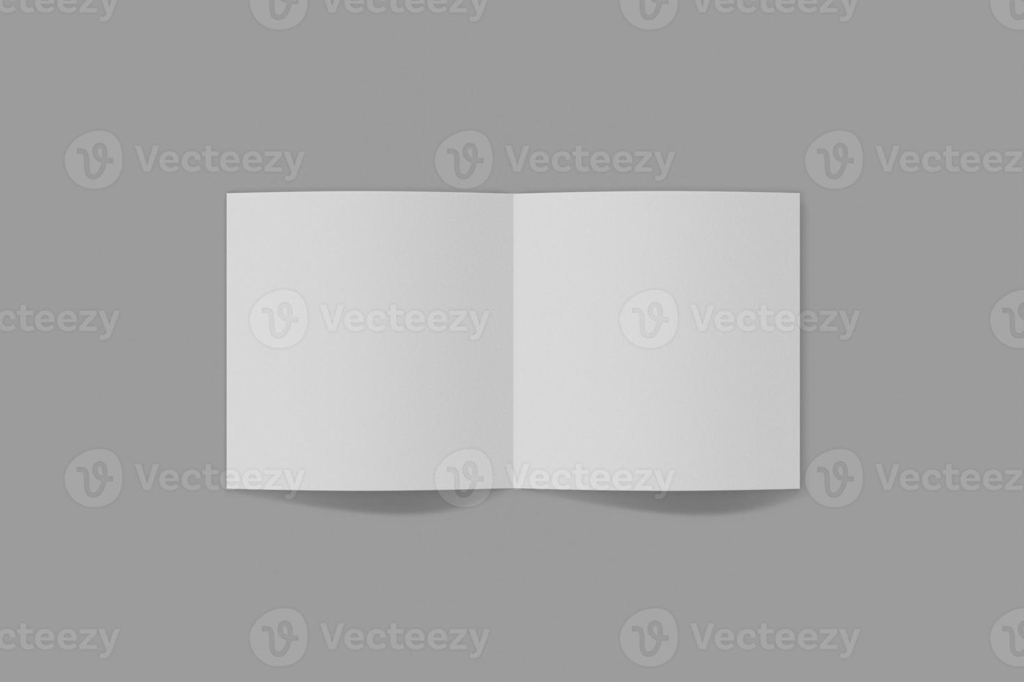 Mockup square booklet, brochure, invitation isolated on a grey background with soft cover and realistic shadow. 3D rendering. photo