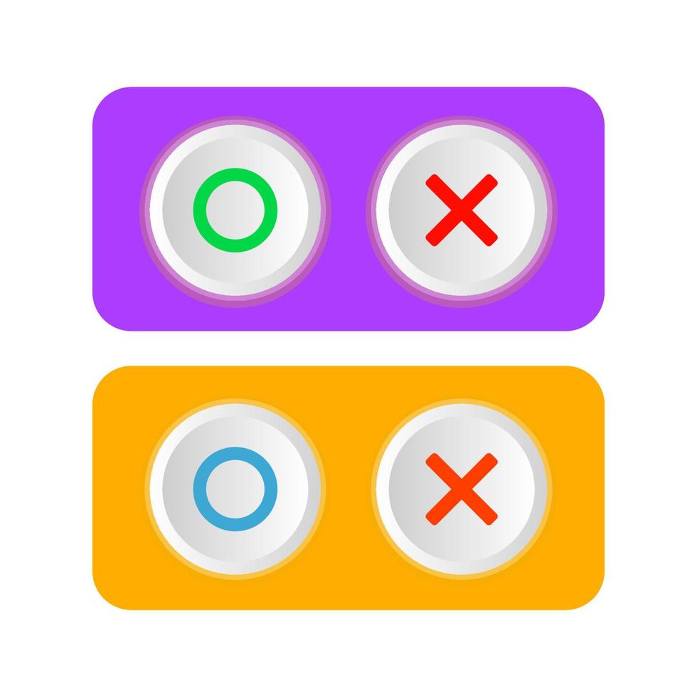 yes and no buttons, accepted and not accepted buttons, rejected, true, false, agree and disagree icons vector