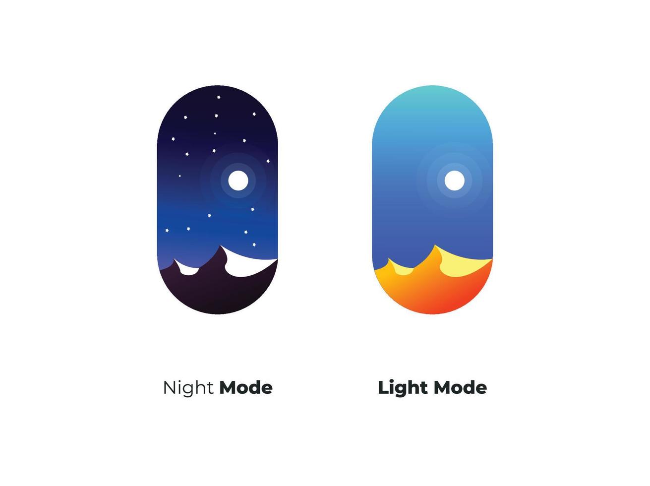 night mode and bright mode, icon for website in dark mode and light mode vector