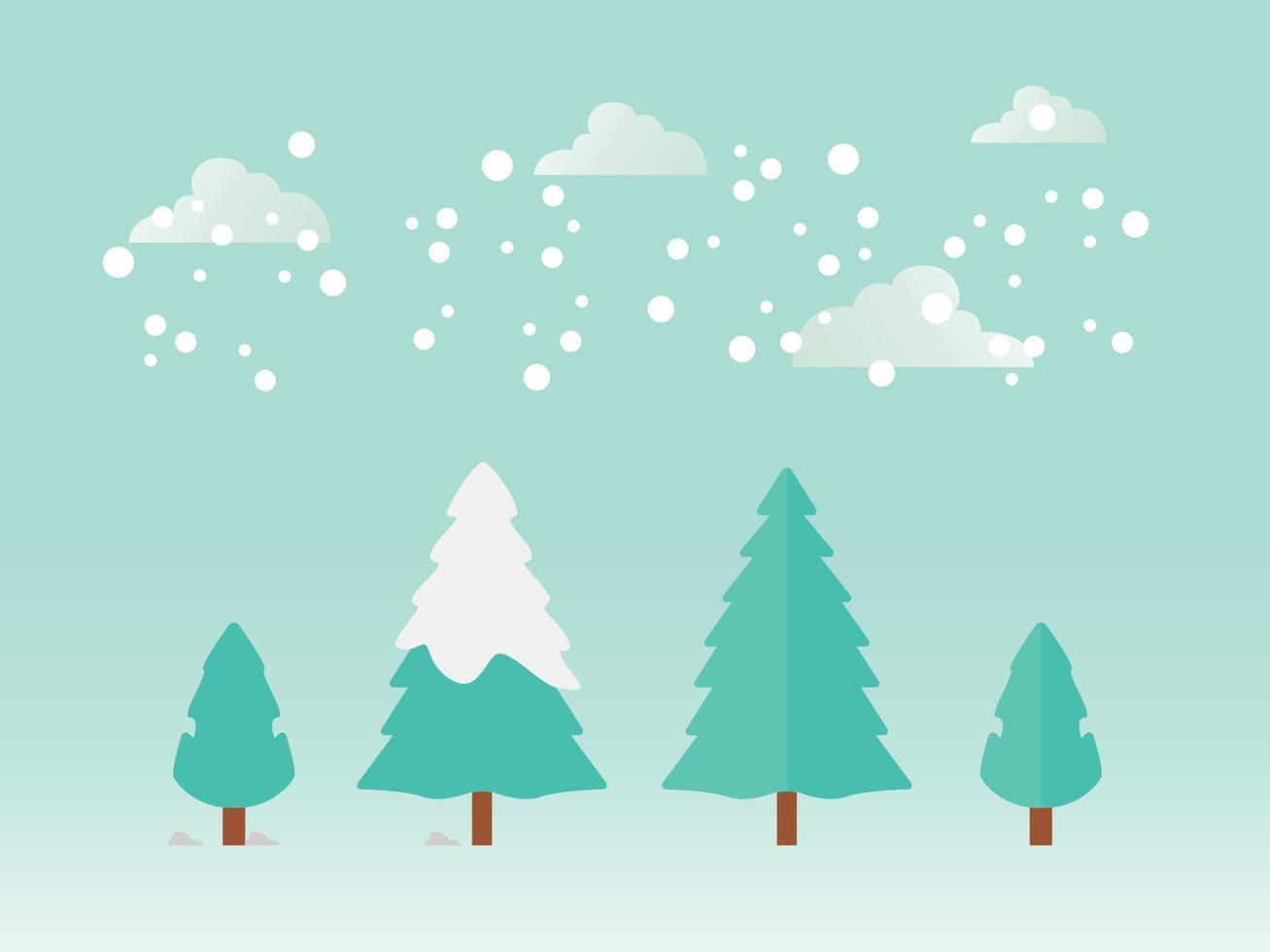 árbol con nieve, nevando en invierno, fondo de invierno con árboles nevados vector
