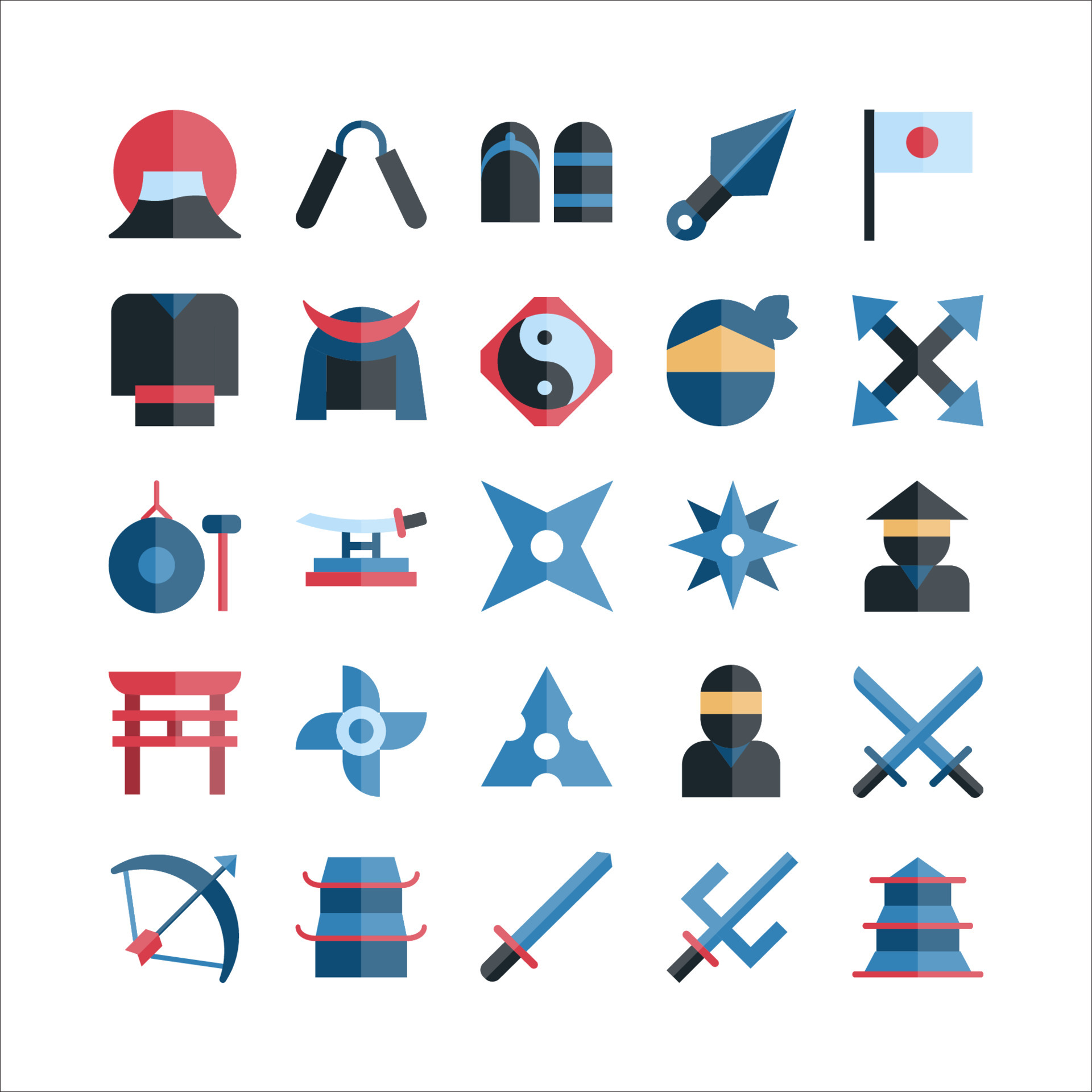 Ninja icon set vector flat for website, mobile app, presentation ...