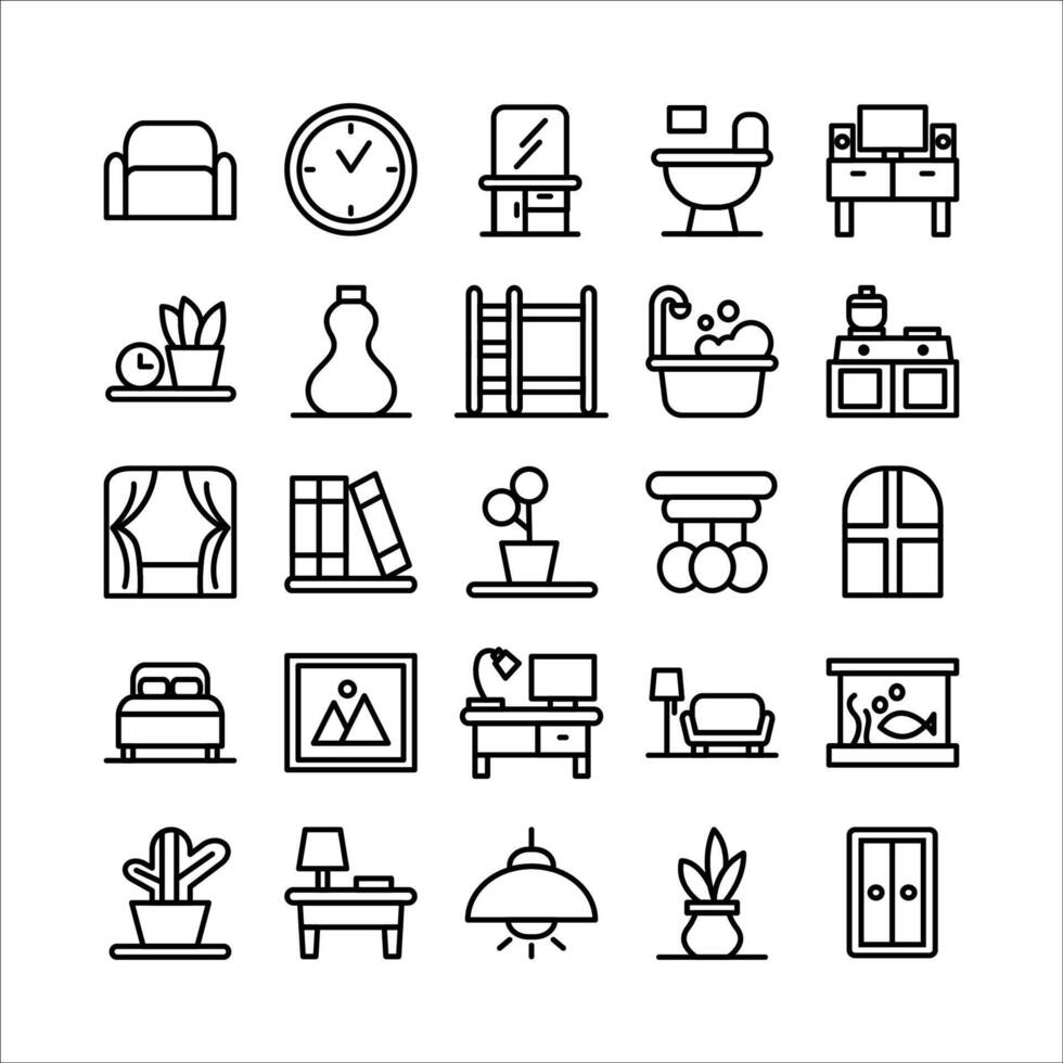 Home Living icon set vector line for website, mobile app, presentation, social media.