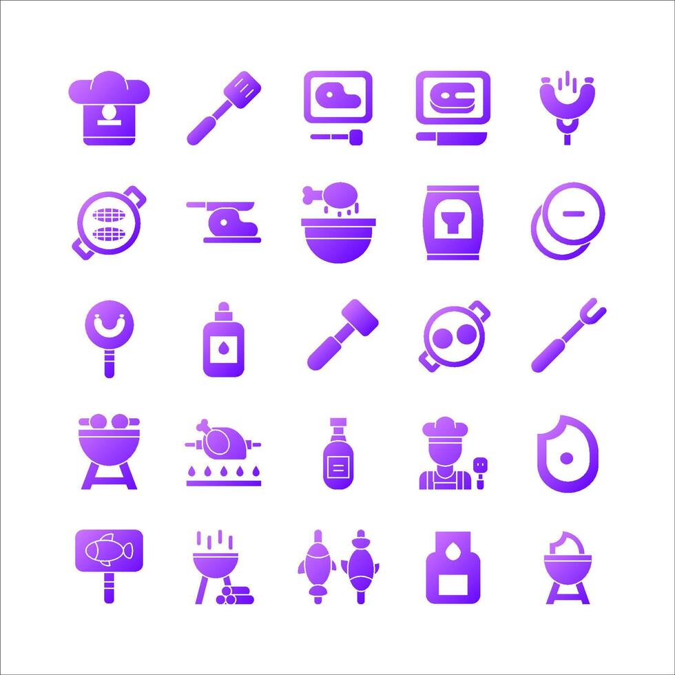 Barbeque icon set vector gradient for website, mobile app, presentation, social media.