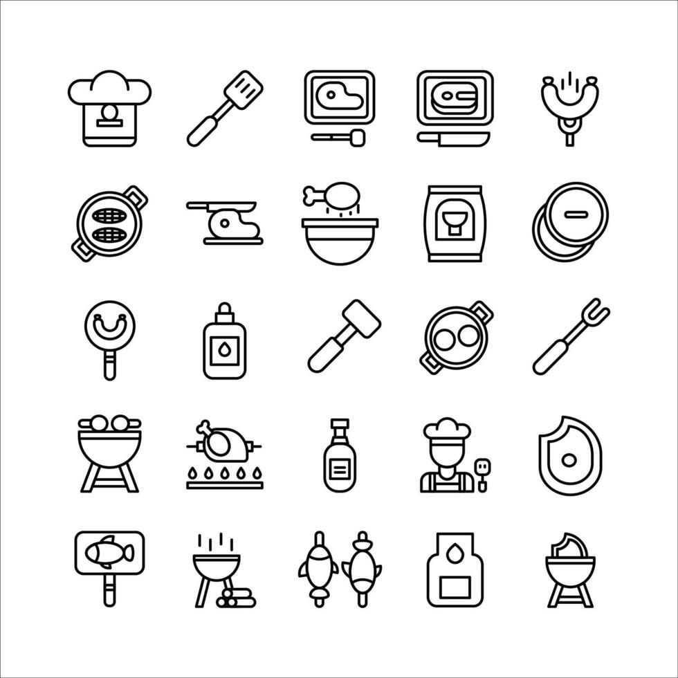 Barbeque icon set vector line for website, mobile app, presentation, social media.