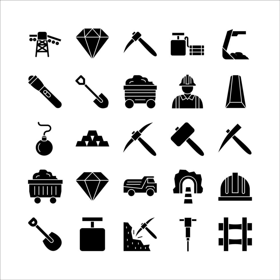 Mining icon set vector solid for website, mobile app, presentation, social media.