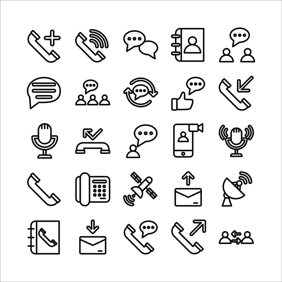 Communication icon set vector line for website, mobile app, presentation, social media.