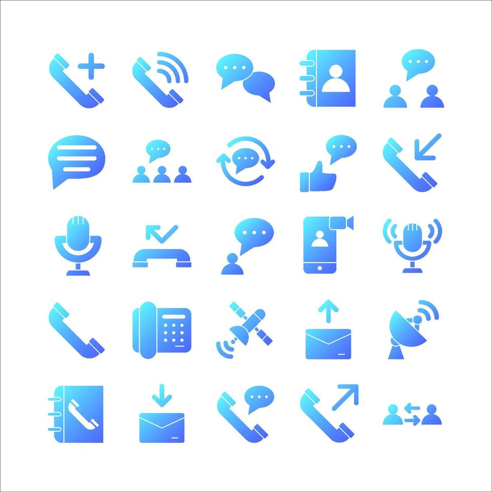 conjunto de iconos de comunicación degradado vectorial para sitio web, aplicación móvil, presentación, redes sociales. vector
