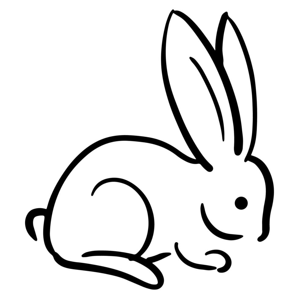 Cute hand-drawn rabbit head. vector