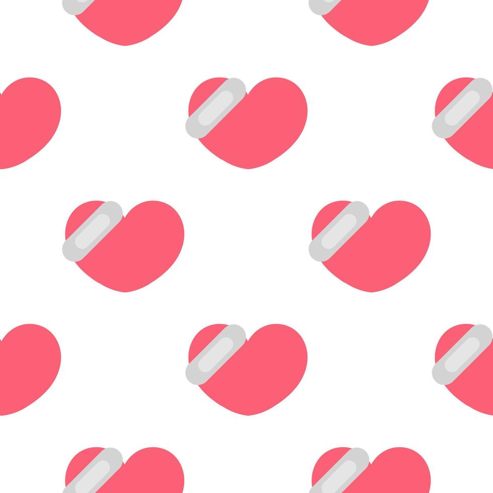 seamless pattern of hearts with plaster vector