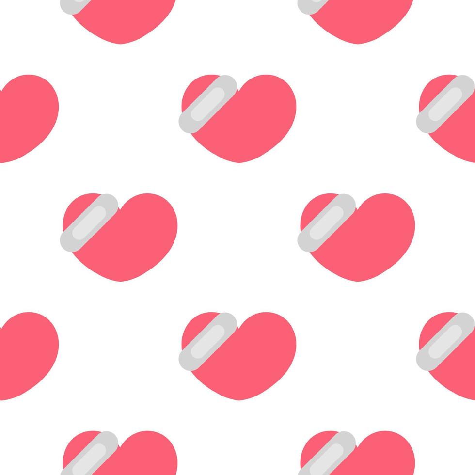 seamless pattern of hearts with plaster vector