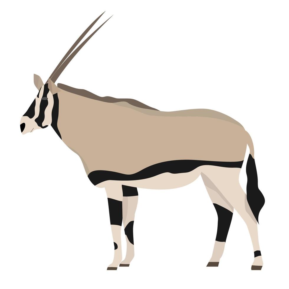 antílope webafrican oryx en estilo plano aislado sobre fondo blanco vector