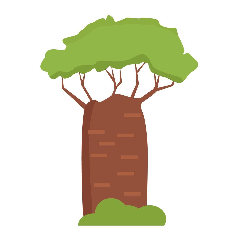 baobab africano en estilo plano aislado sobre fondo blanco vector