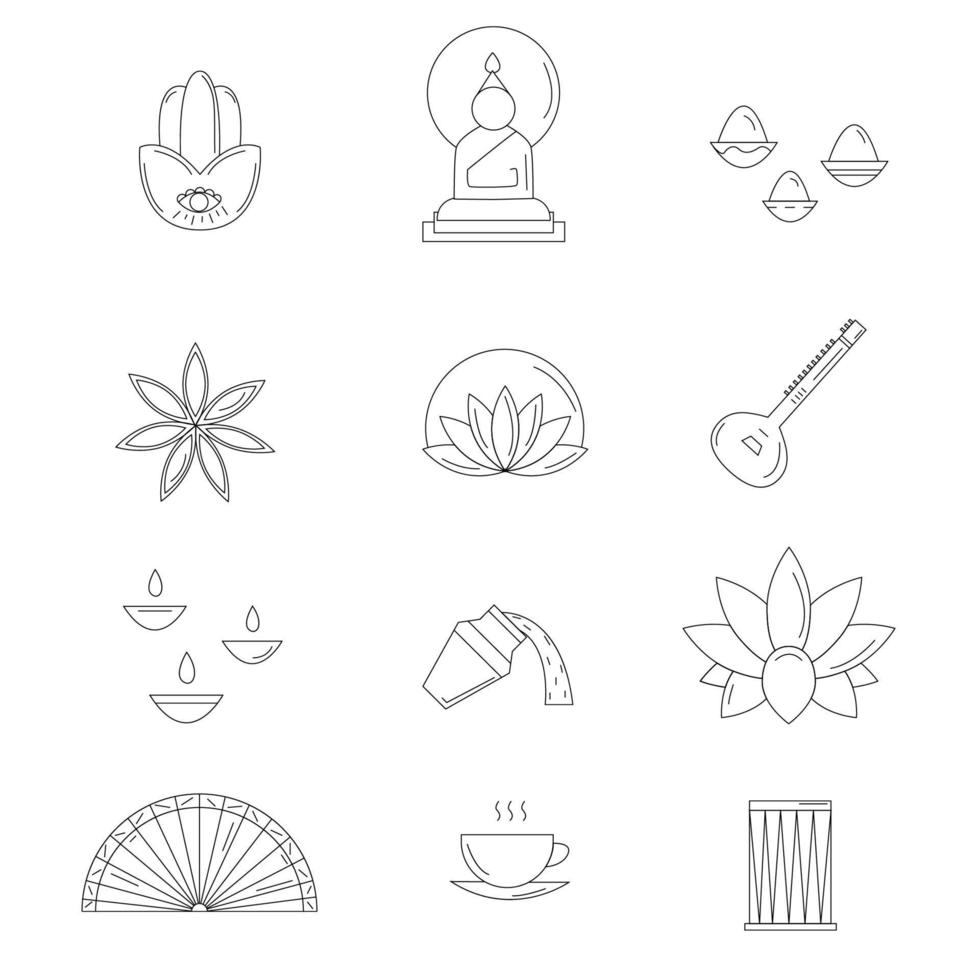 India Symbols , Thin Line and Pixel Perfect Icons vector